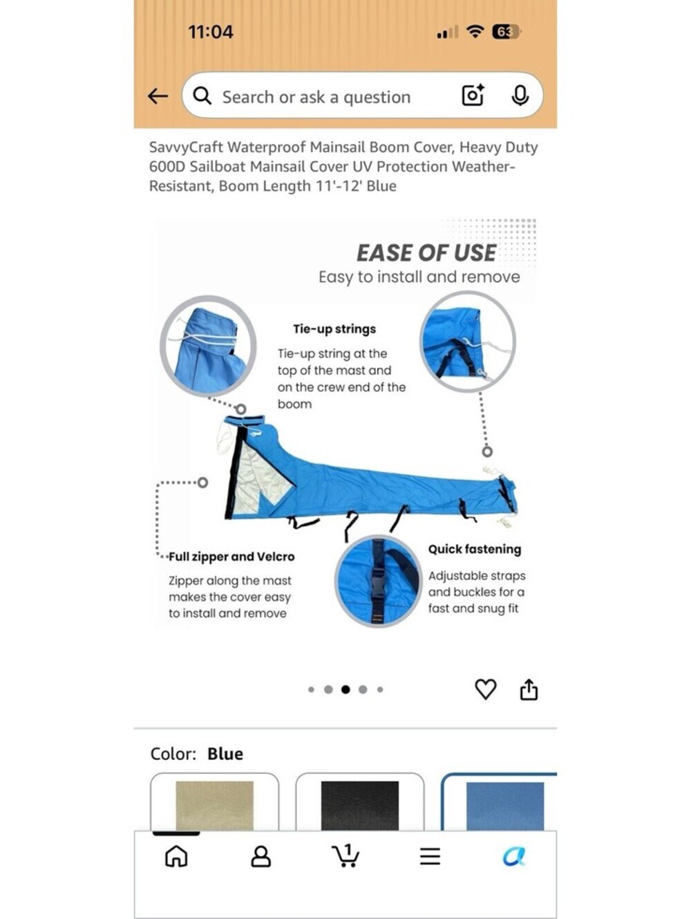 Shinetec Waterproof Mainsail Boom Cover - Picture 5 of 6